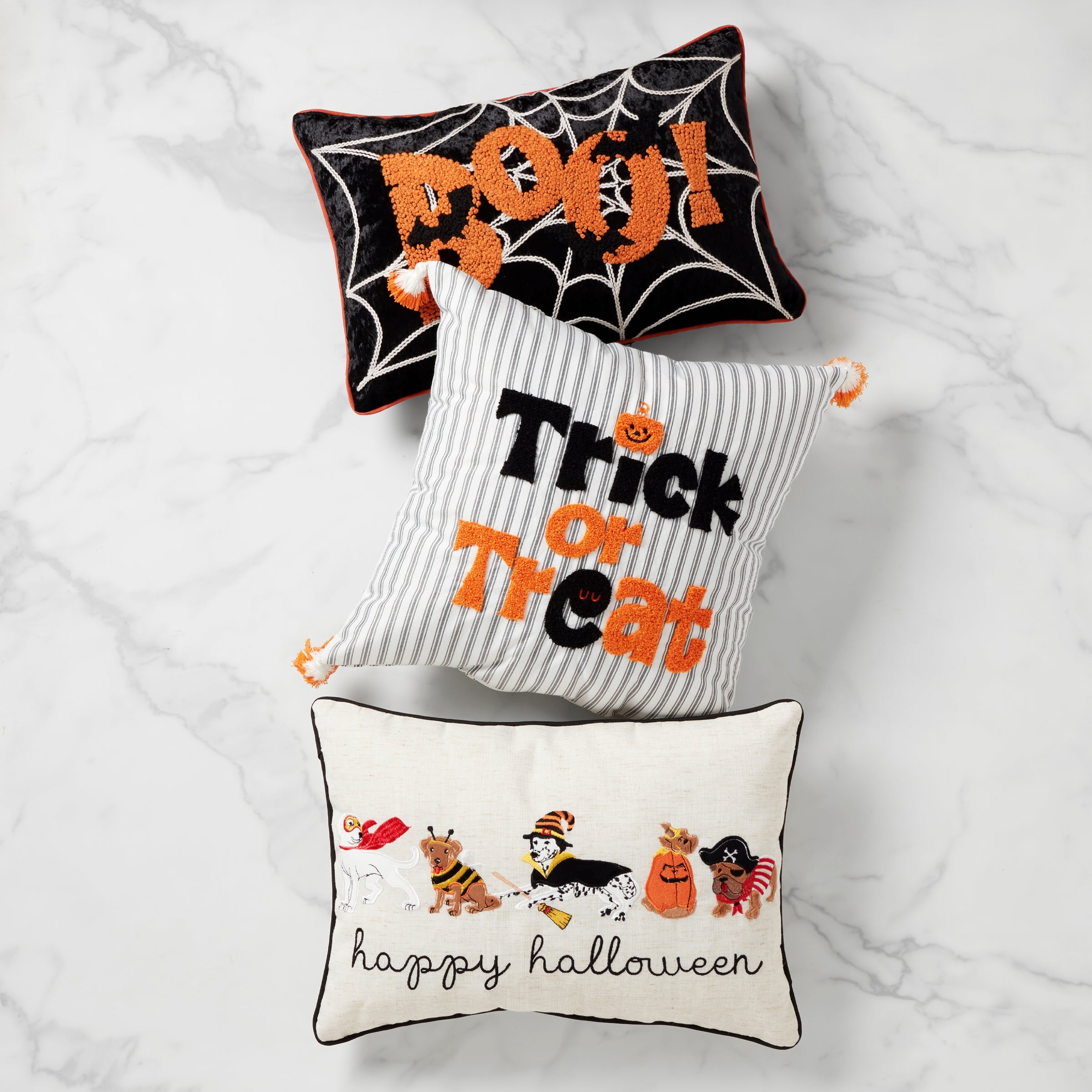 Pups' Costume Party 14x20 Embroidered Halloween Pillow - Image 2