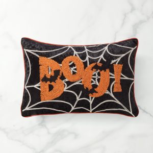 Boo! Web & Bats 14x20 Beaded Halloween Pillow