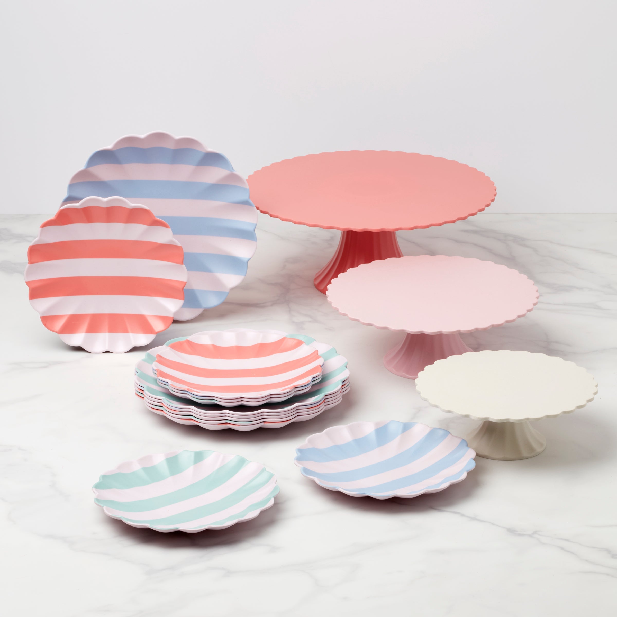 Stripy Reusable Bamboo Large Plates. Set of 6 - Image 8