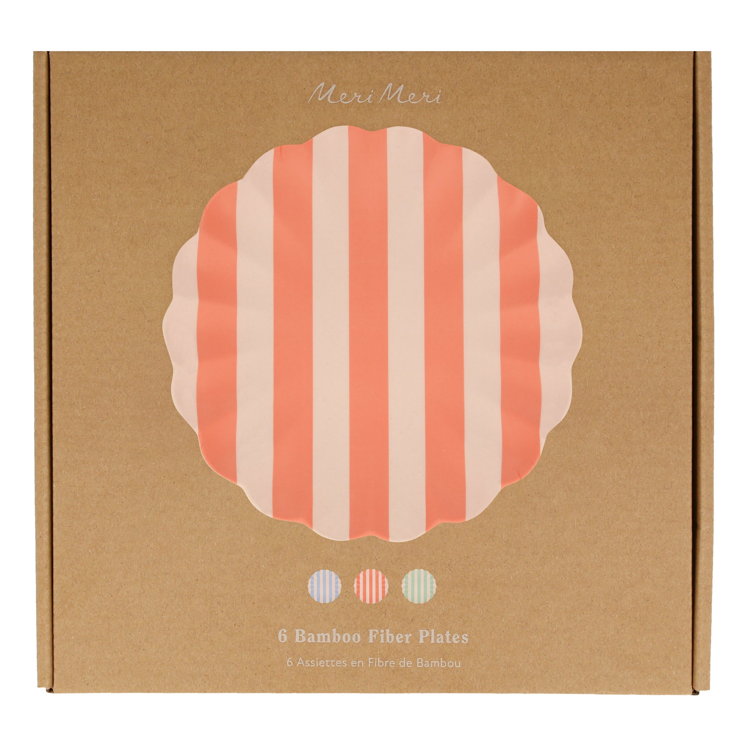 Stripy Reusable Bamboo Large Plates. Set of 6 - Image 7