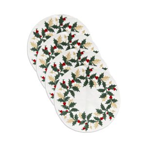 Holiday Embroidered Placemats - Set Of 4