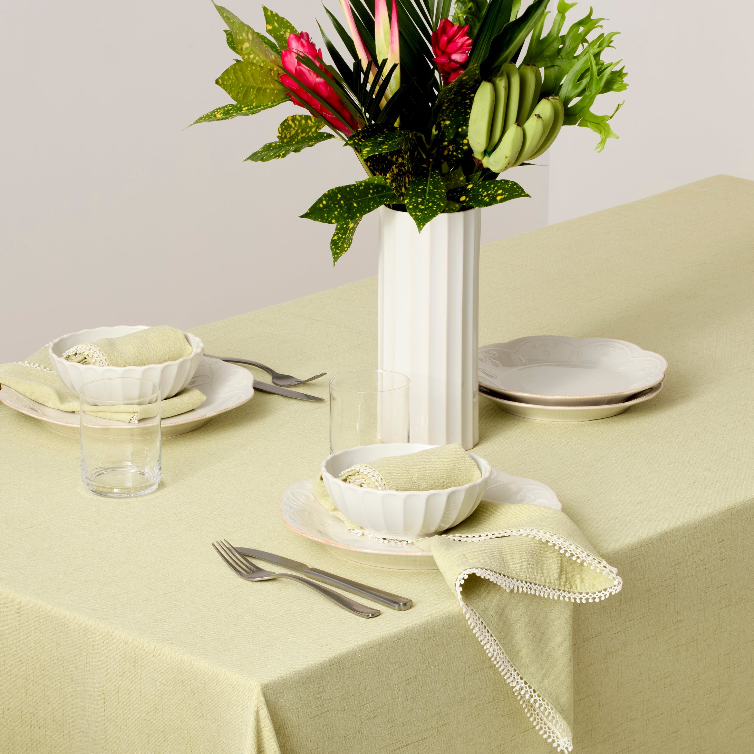 French Perle Pistachio Tablecloth - Image 4