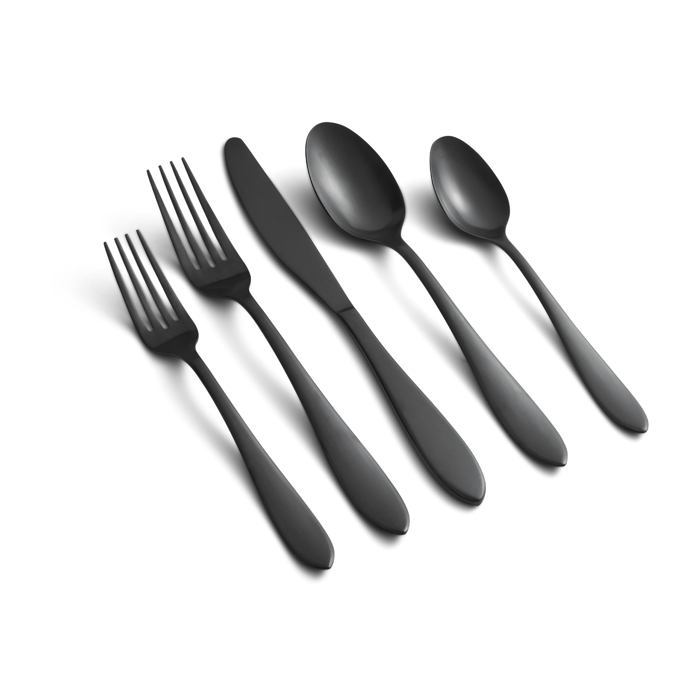 Delia Black Satin 20 Piece Flatware Set