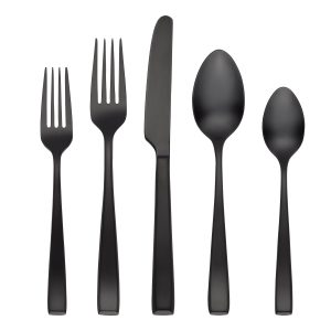 Samira Black Satin 20 Piece Flatware Set