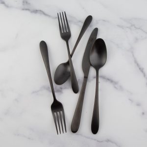 Poet Black Satin 20 Piece Flatware Set