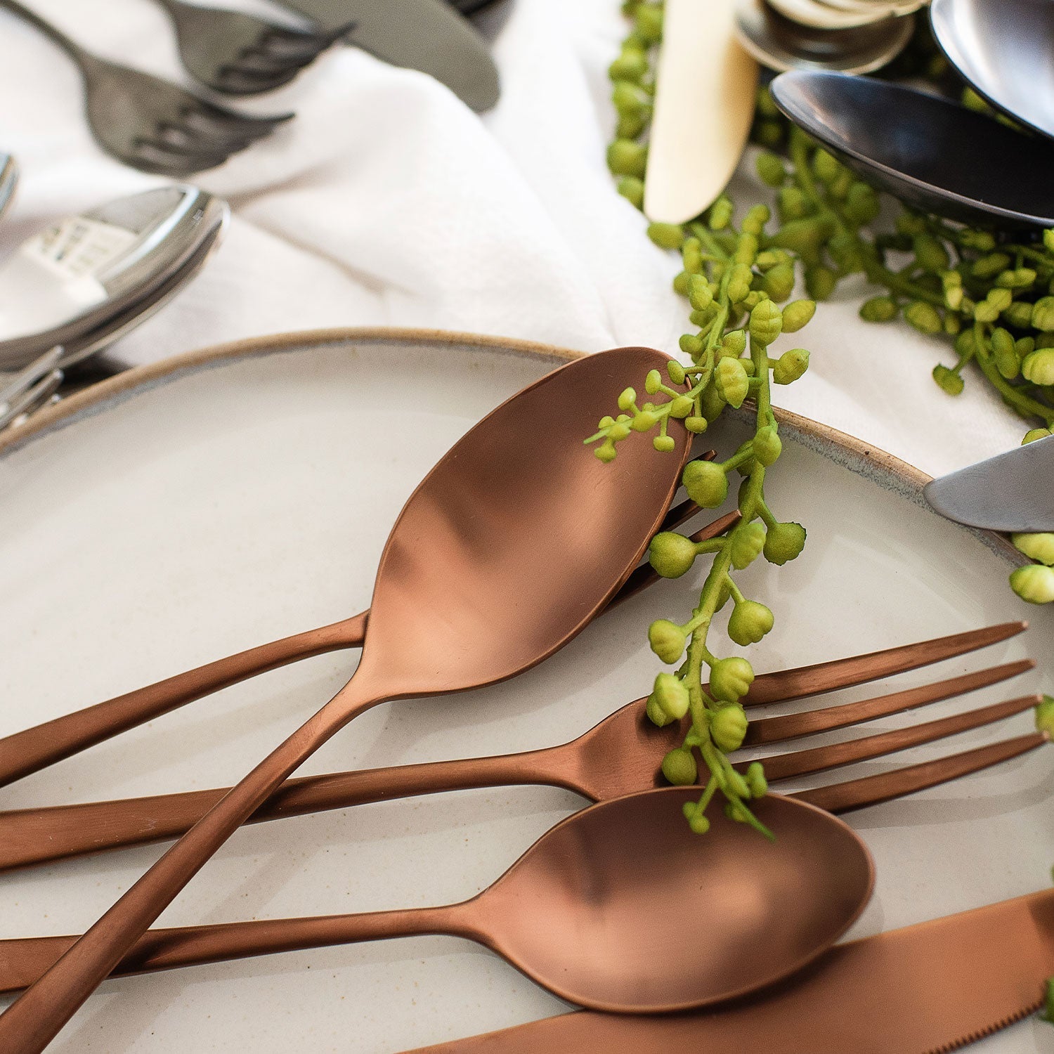 Marlise Copper Satin 20 Piece Flatware Set - Image 4
