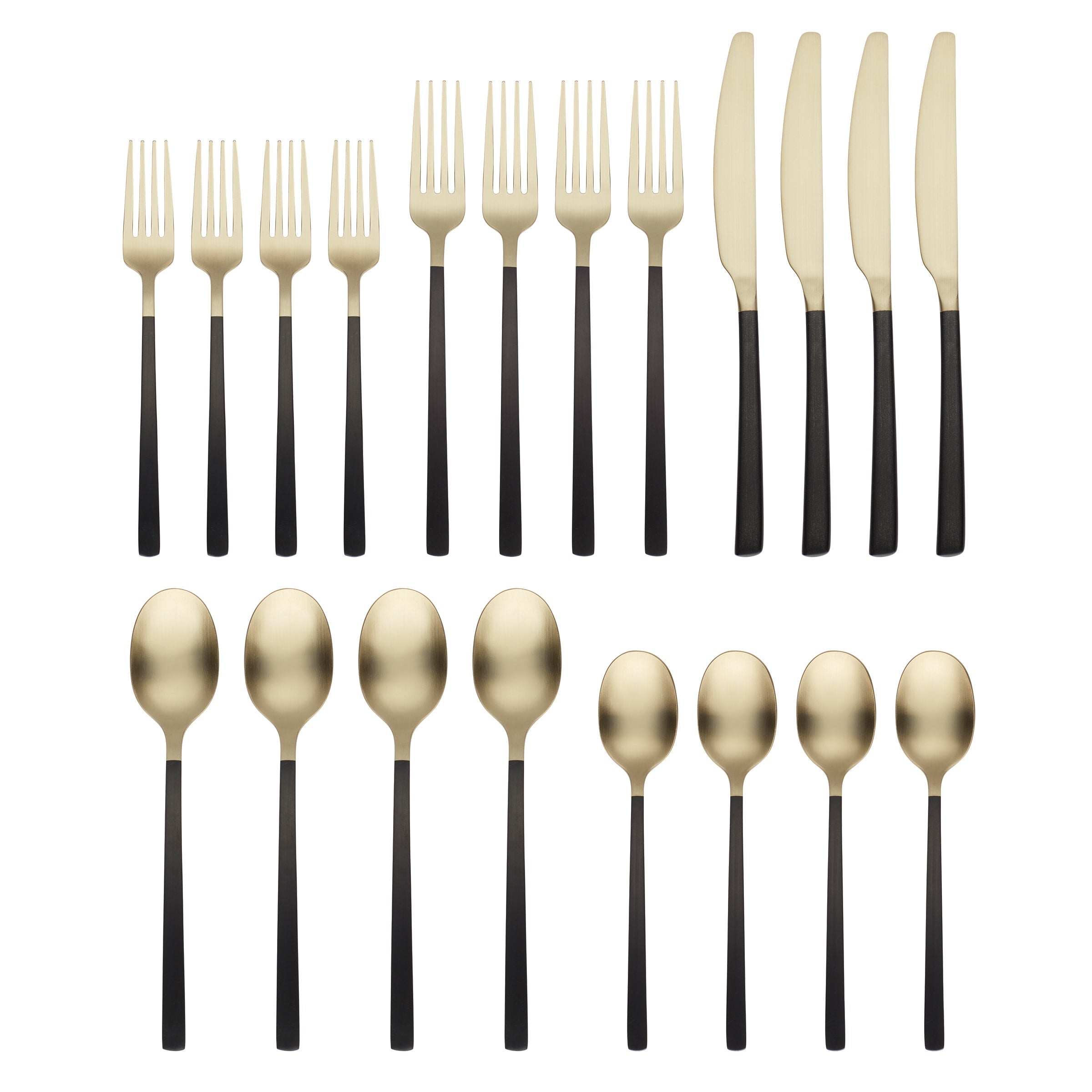 Beacon Black Champagne Satin 20 Piece Flatware Set - Image 2