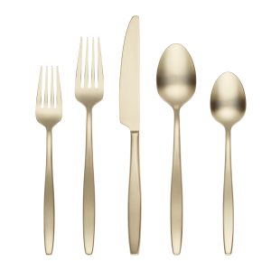 Nylah Champagne Satin 20 Piece Flatware Set