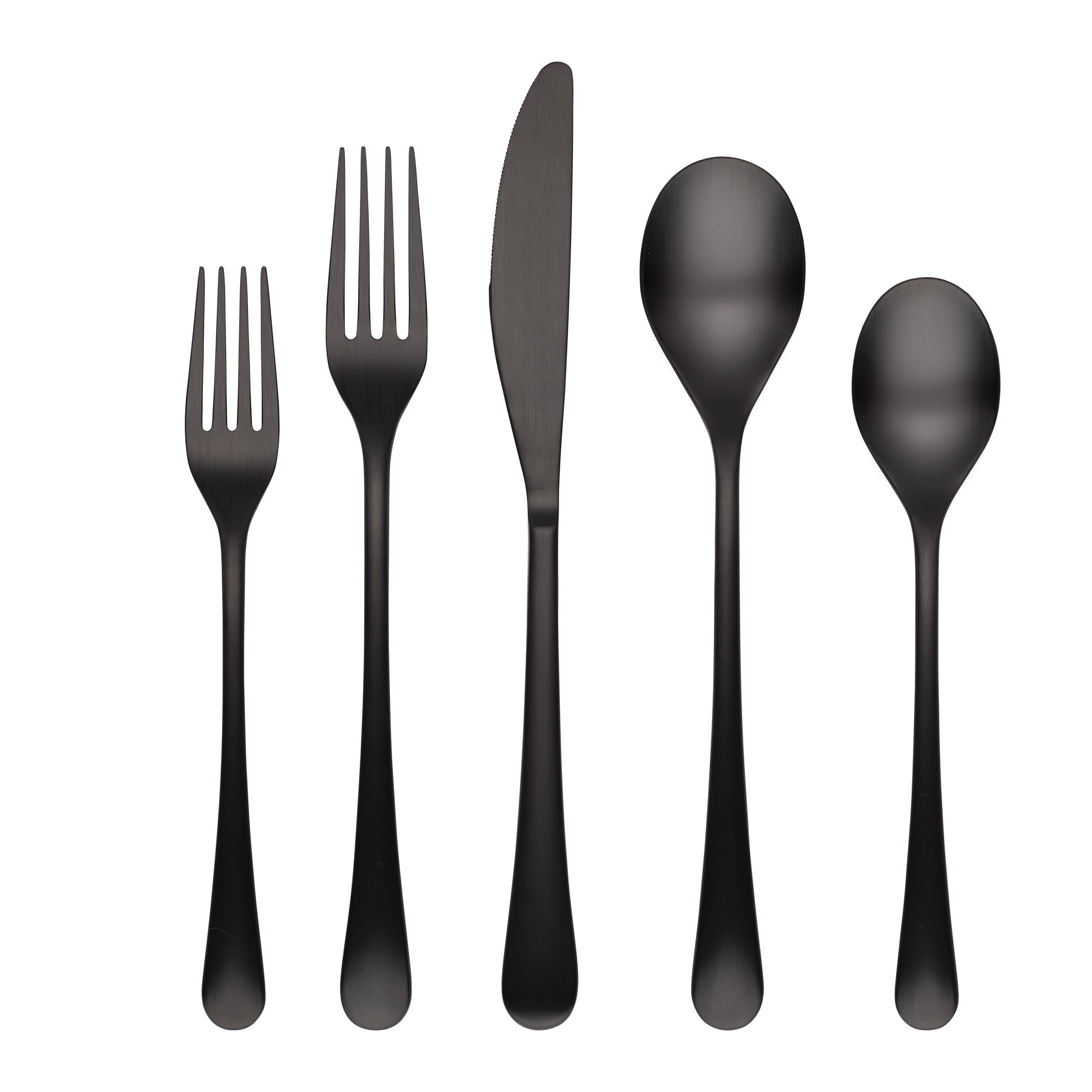 Xyla Black Satin 20 Piece Flatware Set