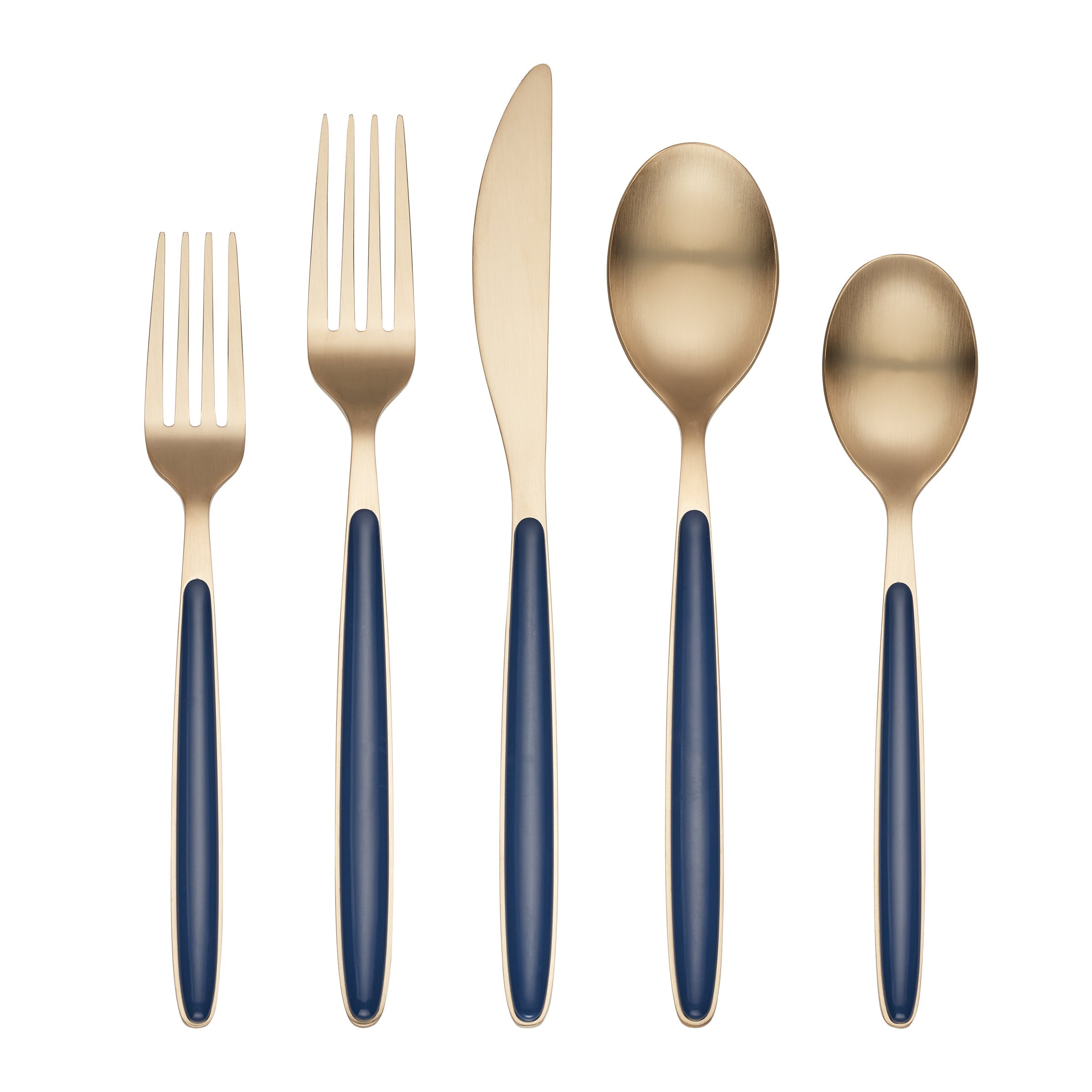 Kiernan Champagne Satin Navy Handle 20 Piece Flatware Set - Image 2