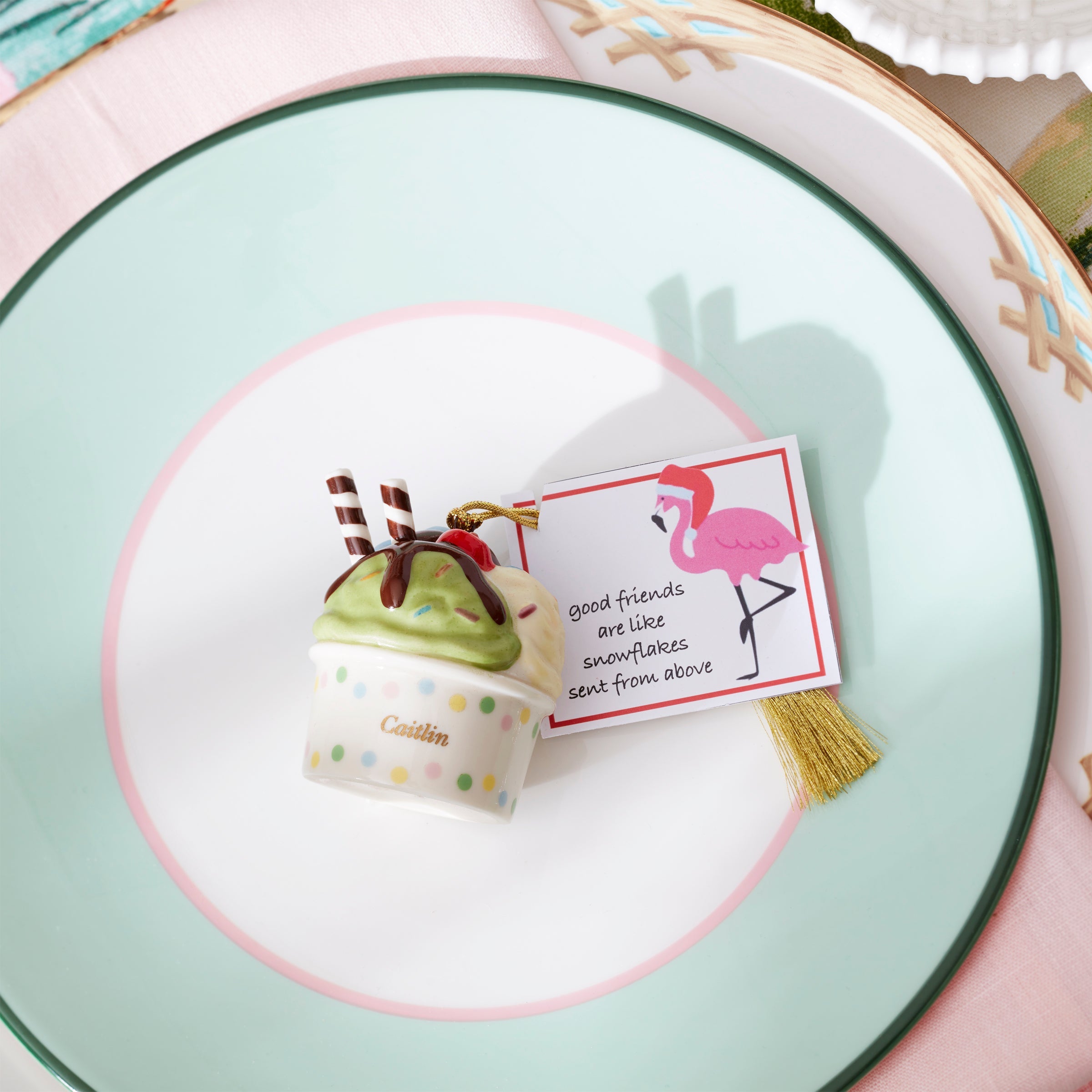 Personalized Ice Cream 2-Piece Ornament Set - Image 6