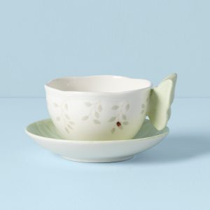 Butterfly Meadow Floral Green Cup and Saucer