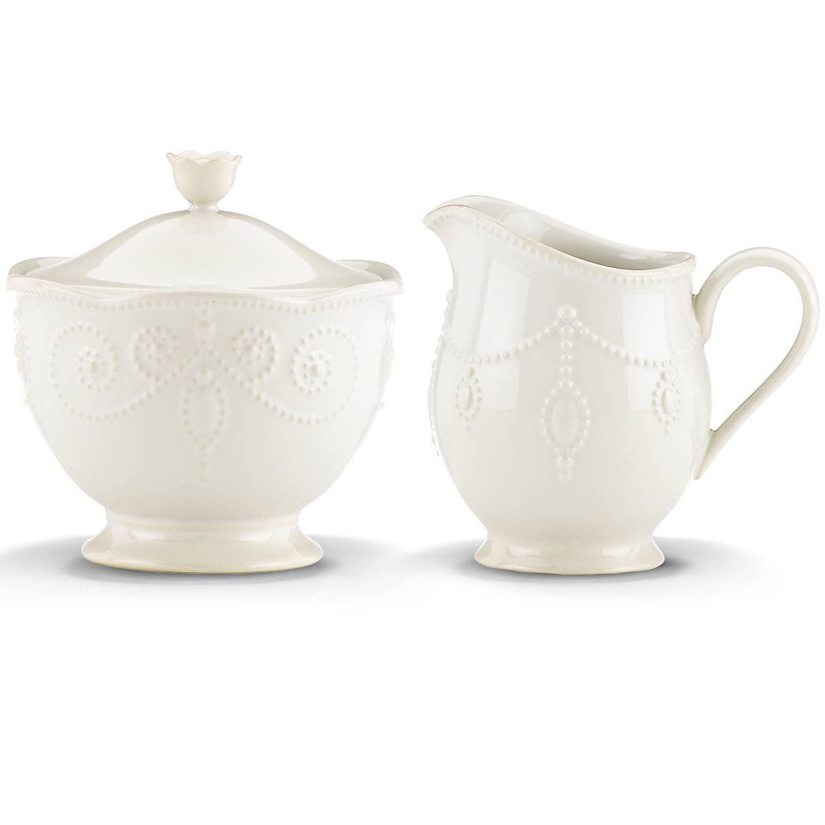 French Perle White Sugar & Creamer - Image 2