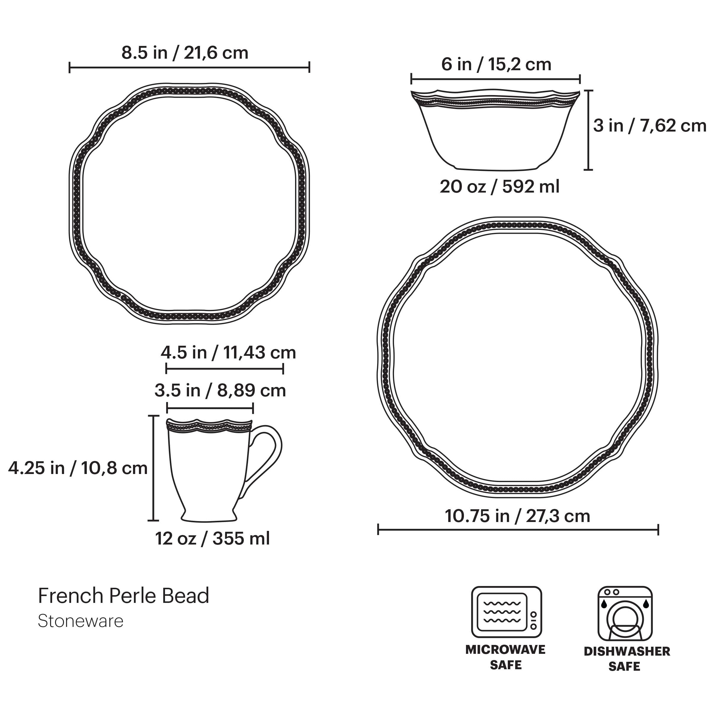 French Perle Bead White 4 Piece Place Setting - Image 5