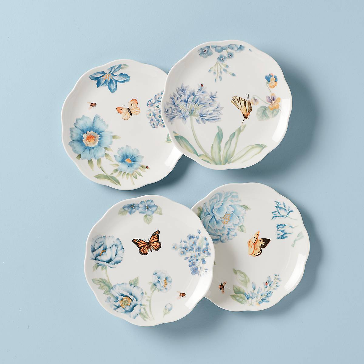 Butterfly Meadow Blue Dessert Plates - Set of 4
