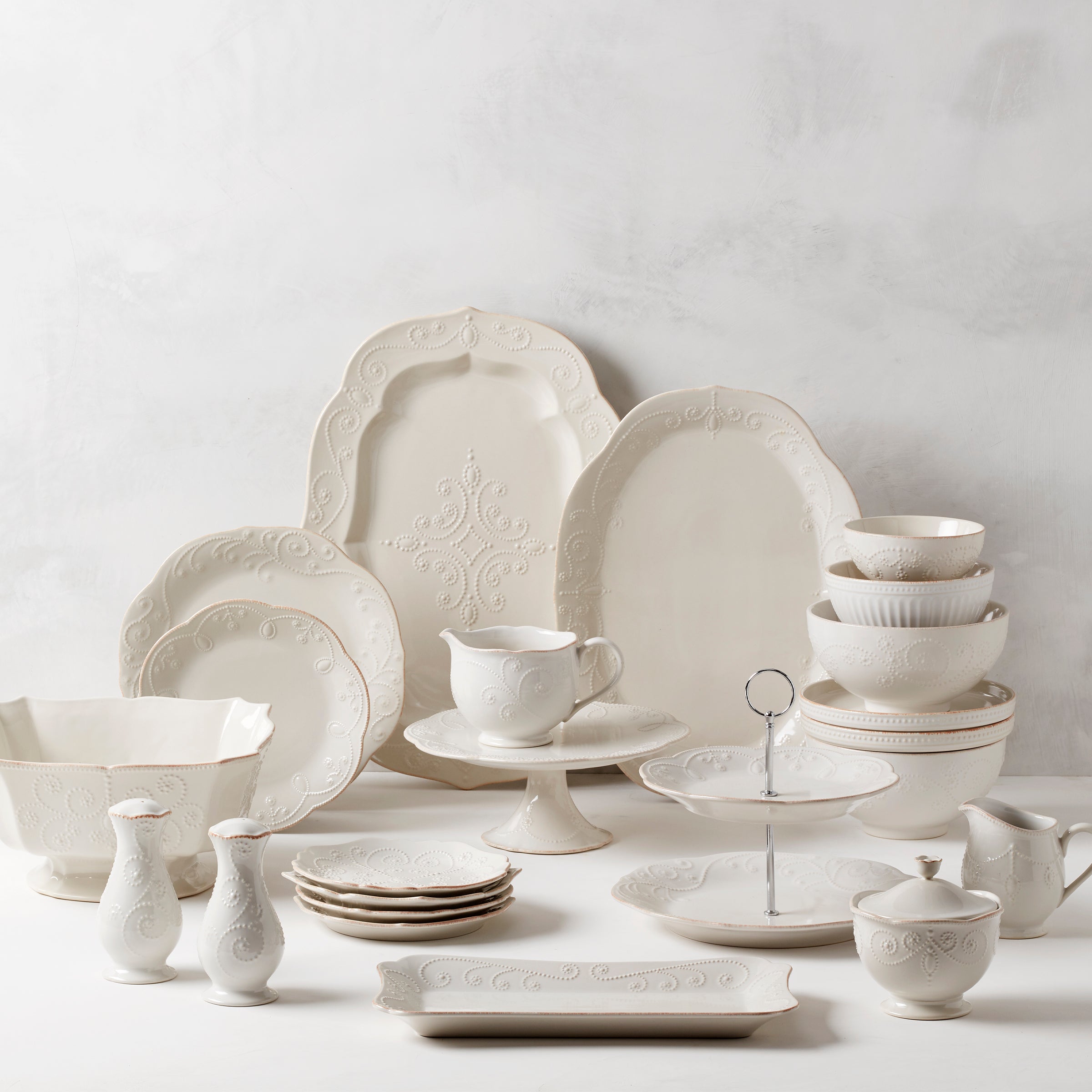 French Perle White Pedestal Cake Plate - Image 4