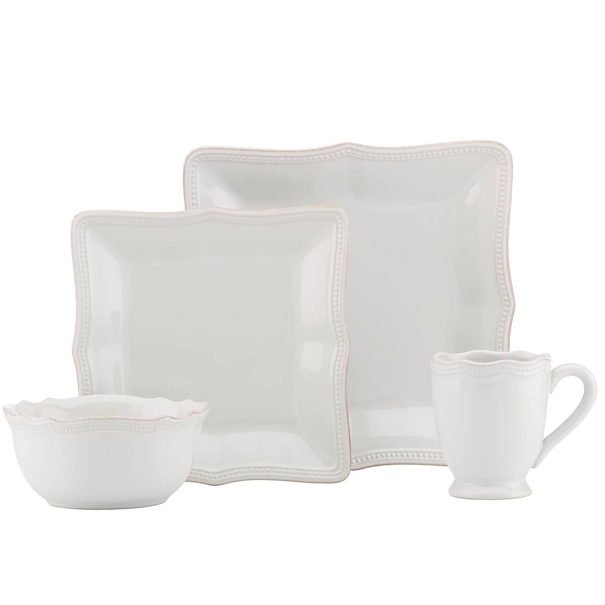 French Perle Bead White 4-Piece Place Setting - Image 3