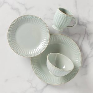 French Perle Groove Ice Blue 4-Piece Place Setting
