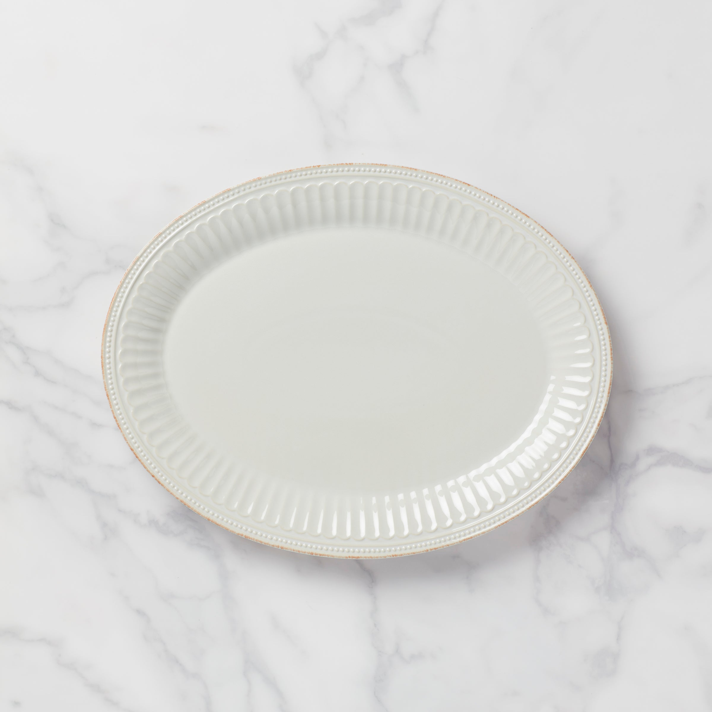 French Perle Groove White Platter