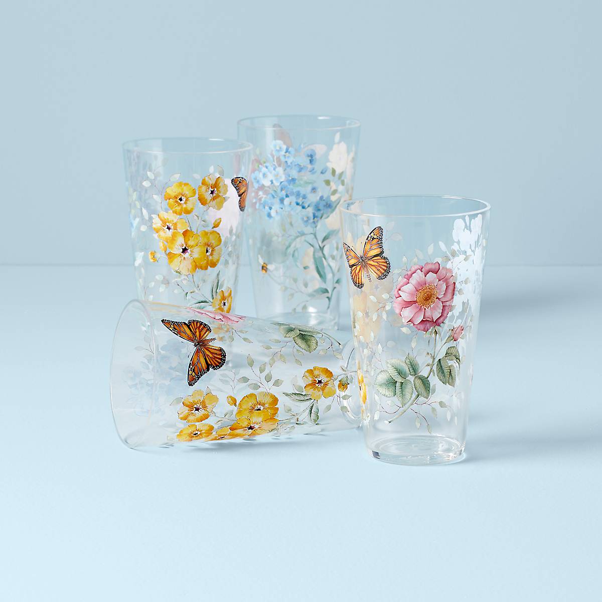 Butterfly Meadow Acrylic Highball Glasses - Set Of 4