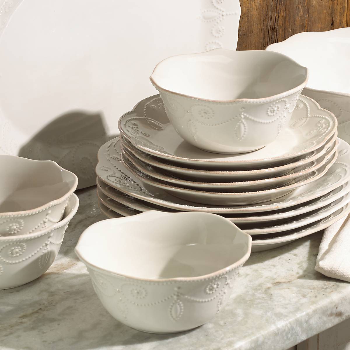 French Perle White 12-Piece Dinnerware Set - Image 3