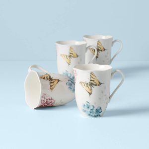 Butterfly Meadow Hydrangea Mugs - Set of 4