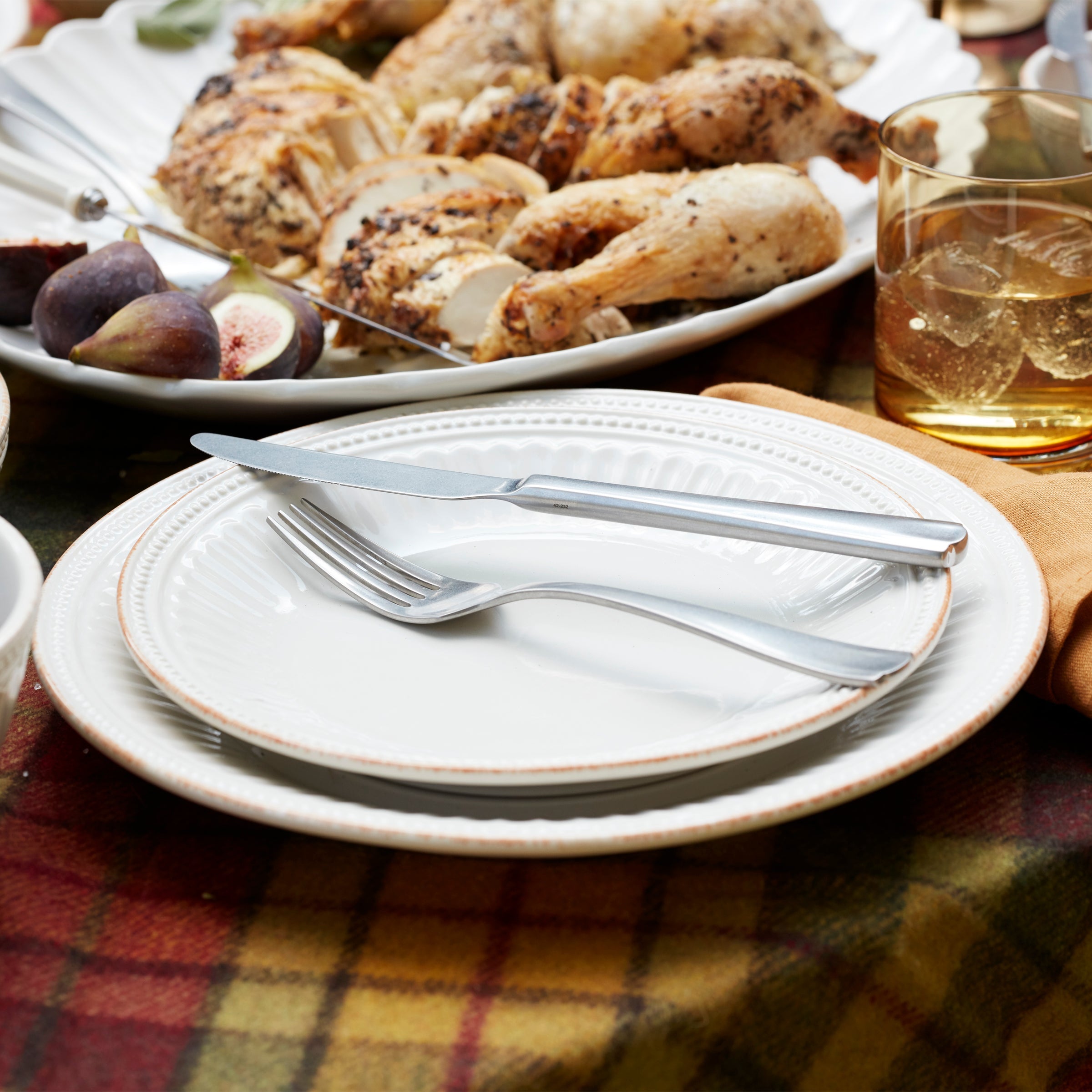 French Perle Scallop Vintage 65 Piece Flatware Set - Image 5