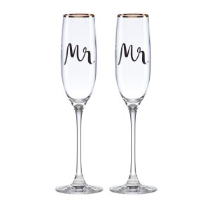 Wedding Party Mr. & Mr. Champagne Flute - Set Of 2