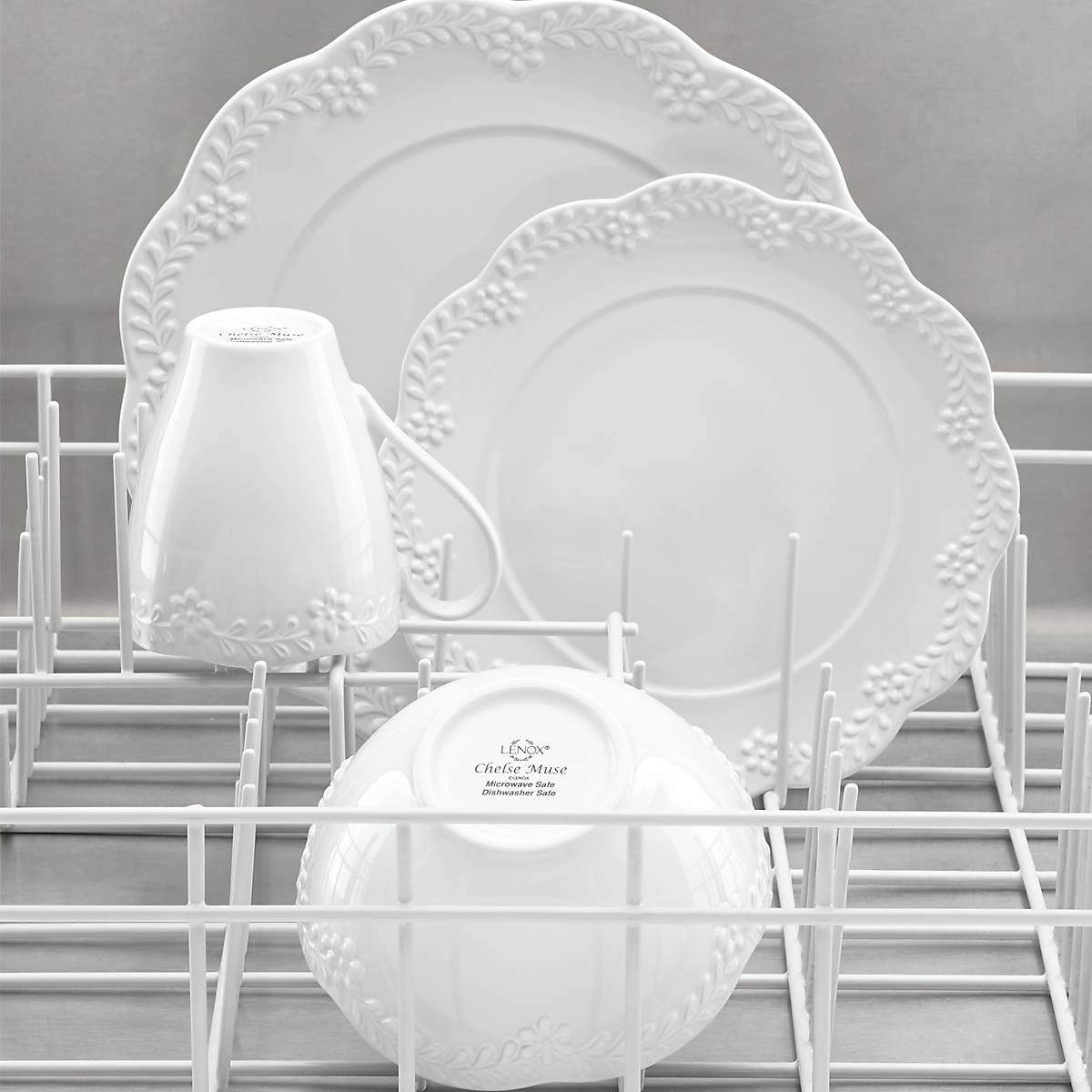 Chelse Muse Floral White 12-Piece Dinnerware Set - Image 11