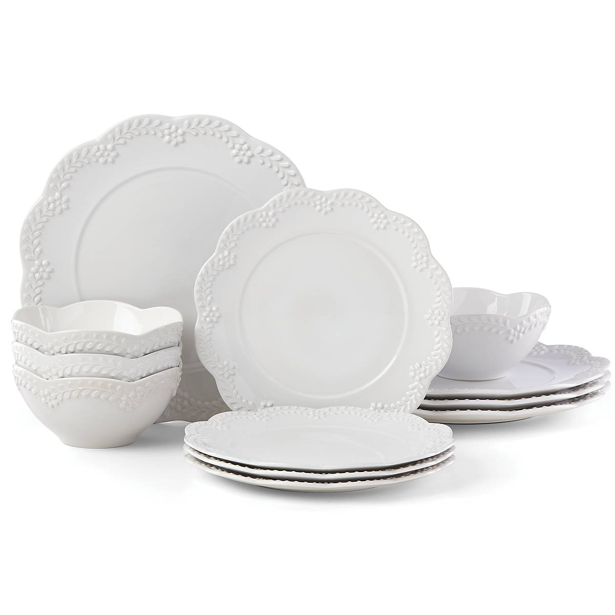 Chelse Muse Floral White 12-Piece Dinnerware Set
