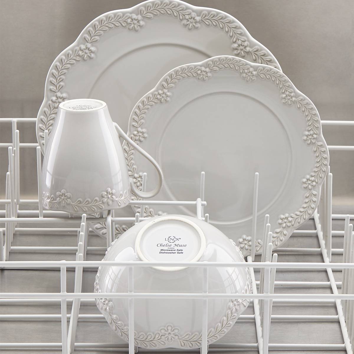 Chelse Muse Floral White 12-Piece Dinnerware Set - Image 12