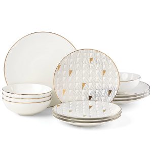 Trianna White 12-Piece Dinnerware Set