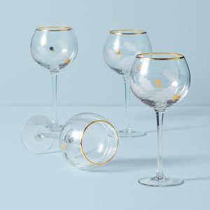 Holiday Gold Balloon Glasses - Set Of 4