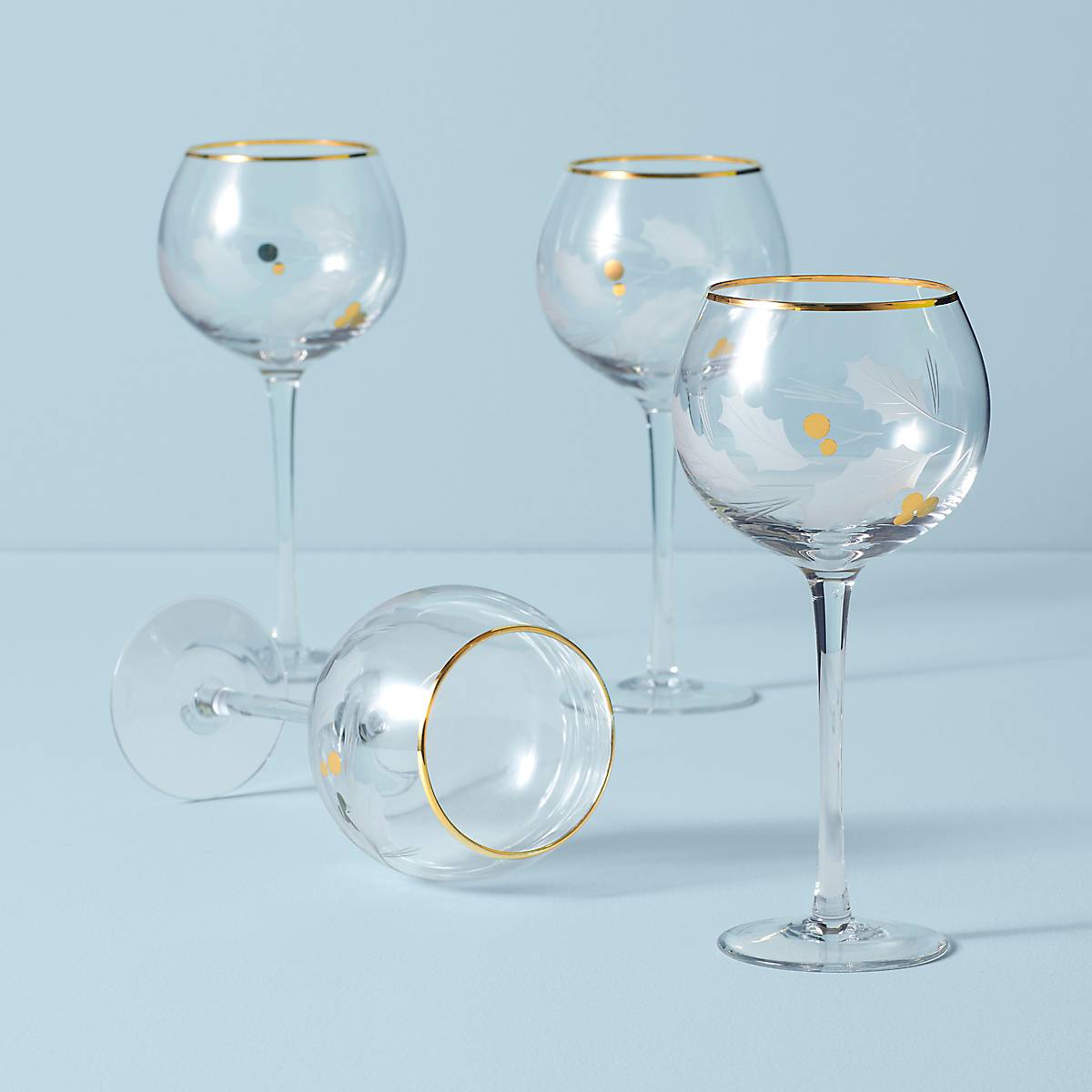 Holiday Gold Balloon Glasses - Set Of 4