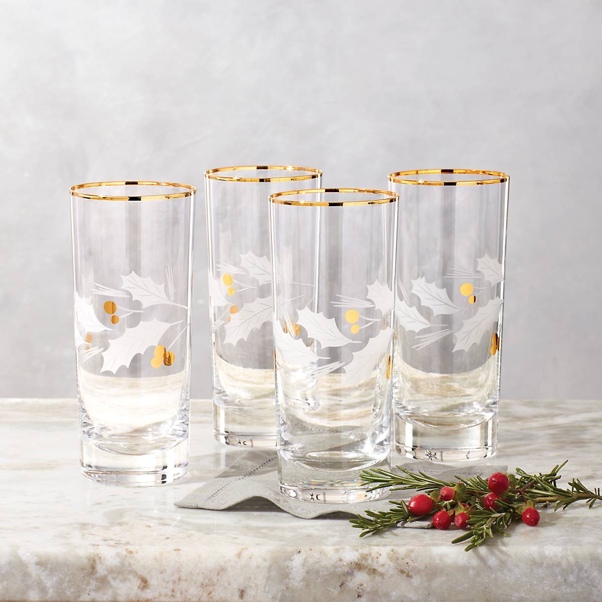 Holiday Gold Highball Glasses - Set Of 4 - Image 4