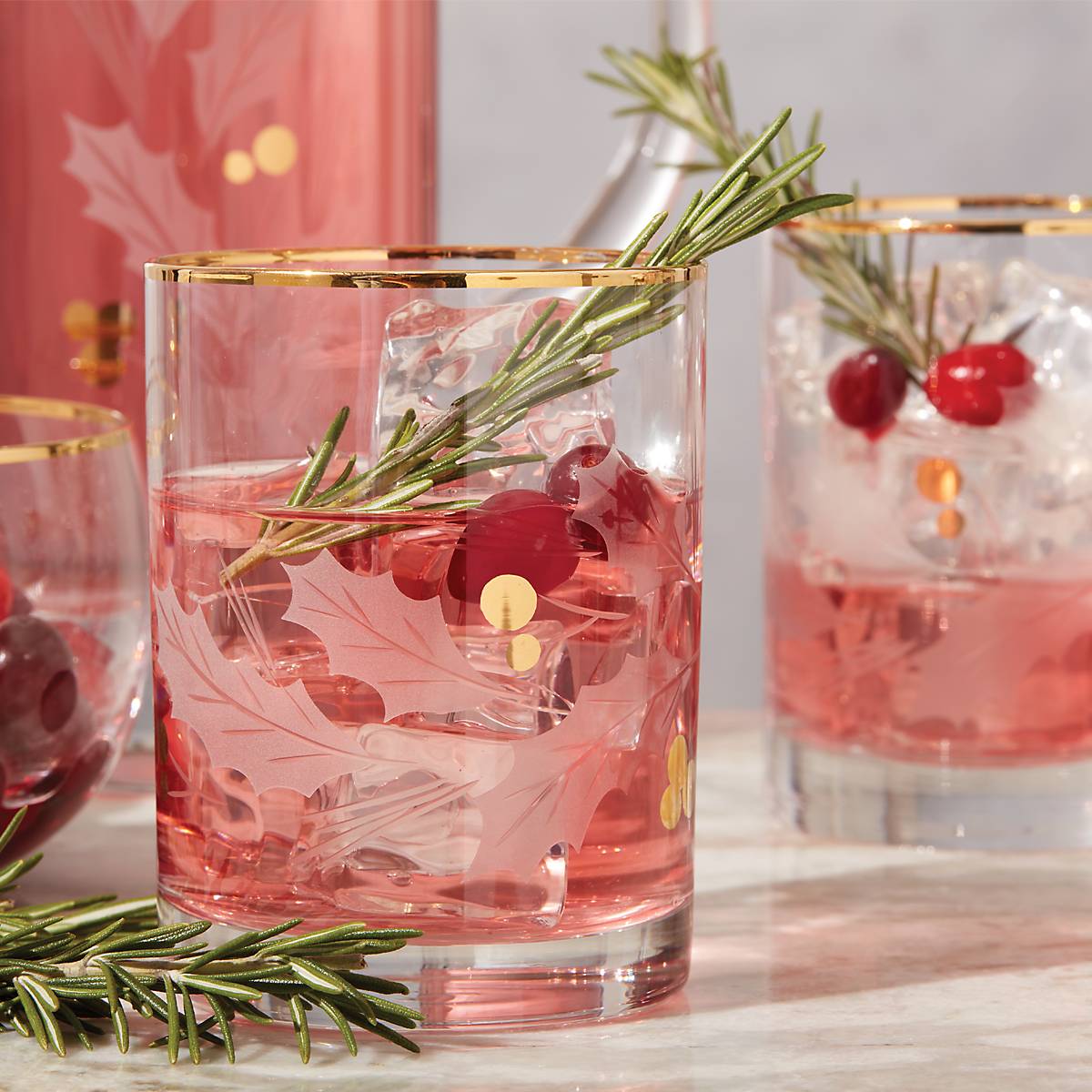 Holiday Gold Double Old Fashion Glasses - Set Of 4 - Image 4