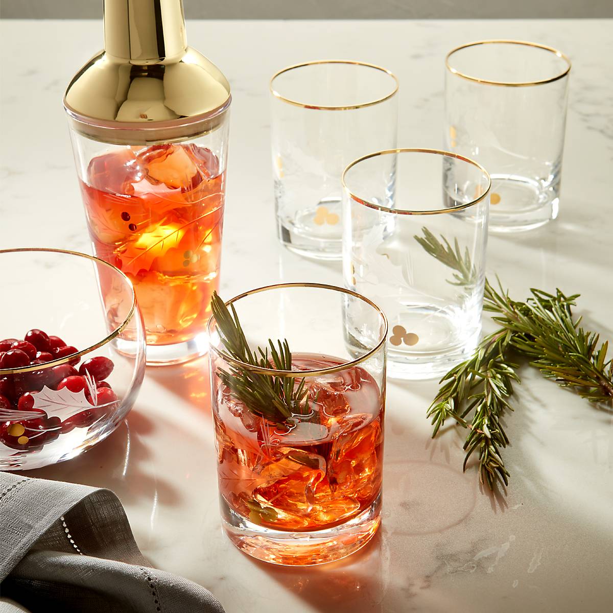 Holiday Gold Double Old Fashion Glasses - Set Of 4 - Image 5