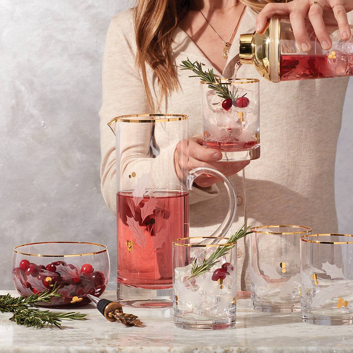 Holiday Gold Double Old Fashion Glasses - Set Of 4 - Image 7