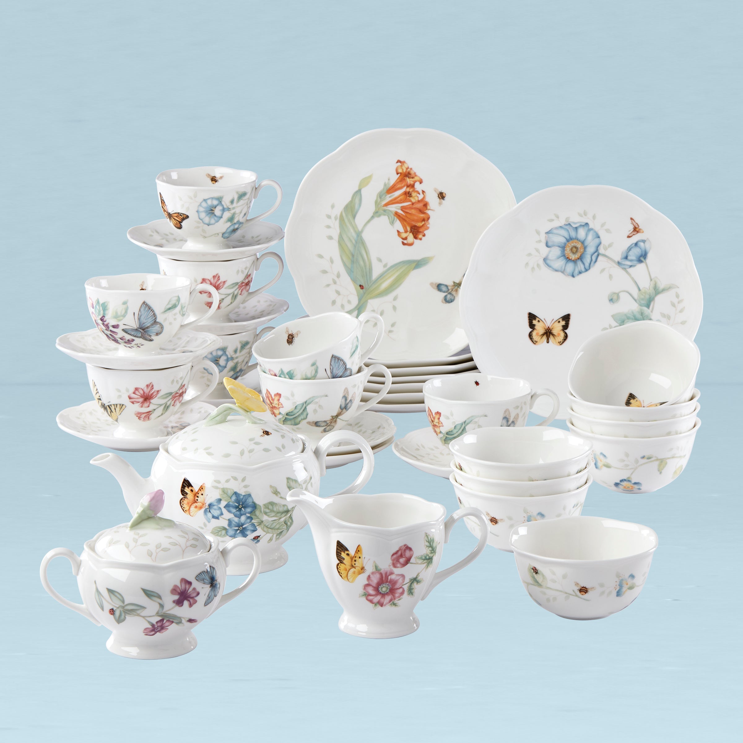 Butterfly Meadow 37-Piece Dessert & Tea Set