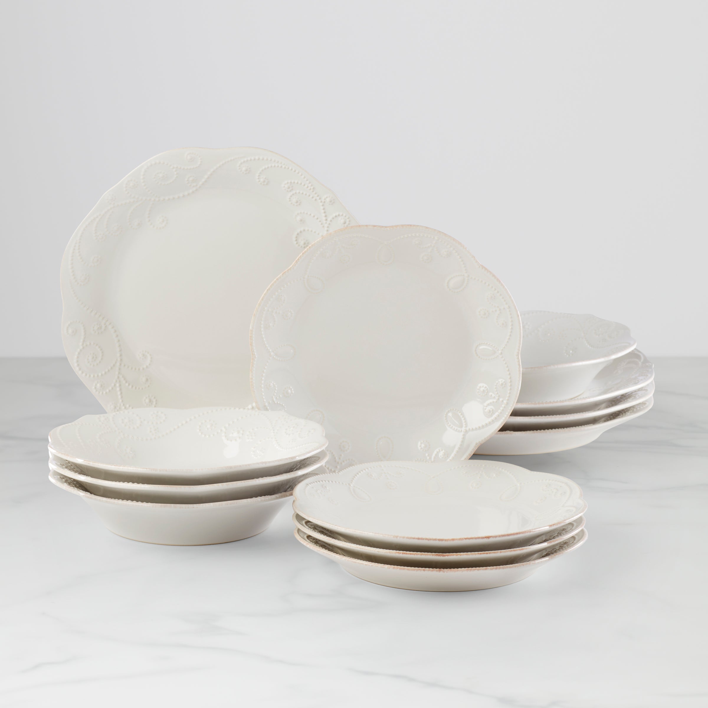 French Perle 12-Piece Dinnerware Set