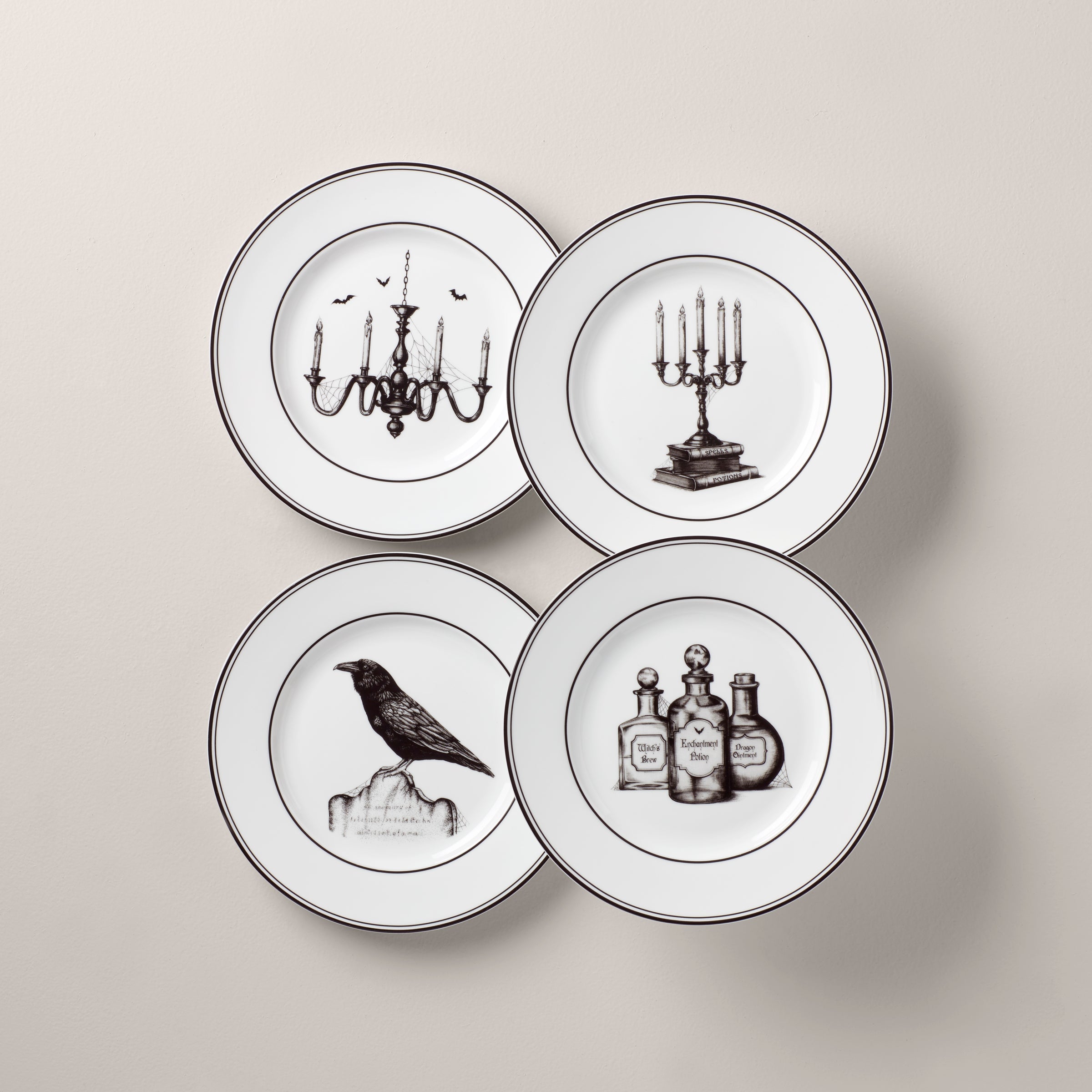 Vintage Halloween Dessert Plates - Set of 4