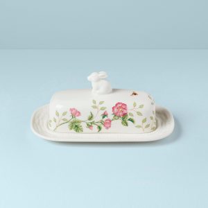 Butterfly Meadow Bunny Covered Butter Dish