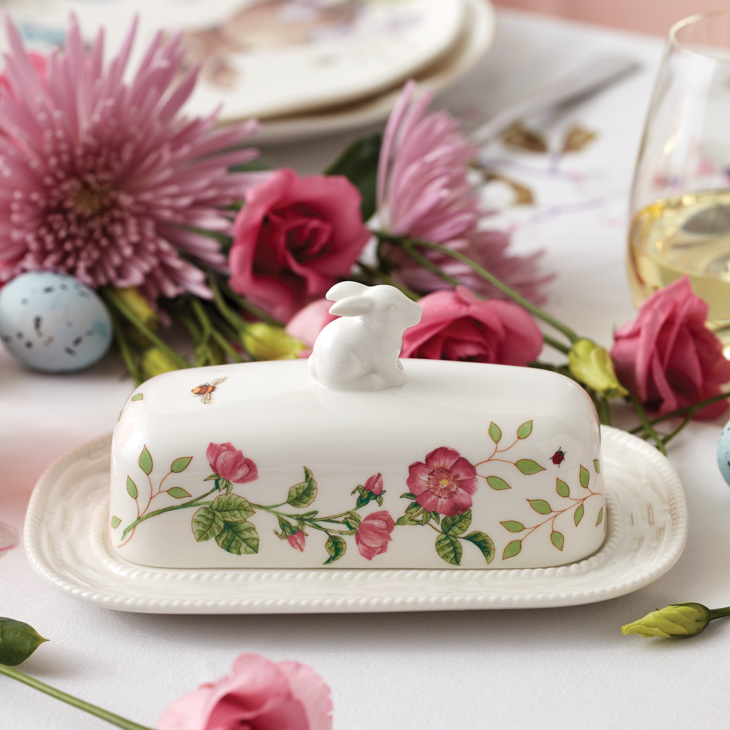 Butterfly Meadow Bunny Covered Butter Dish - Image 2
