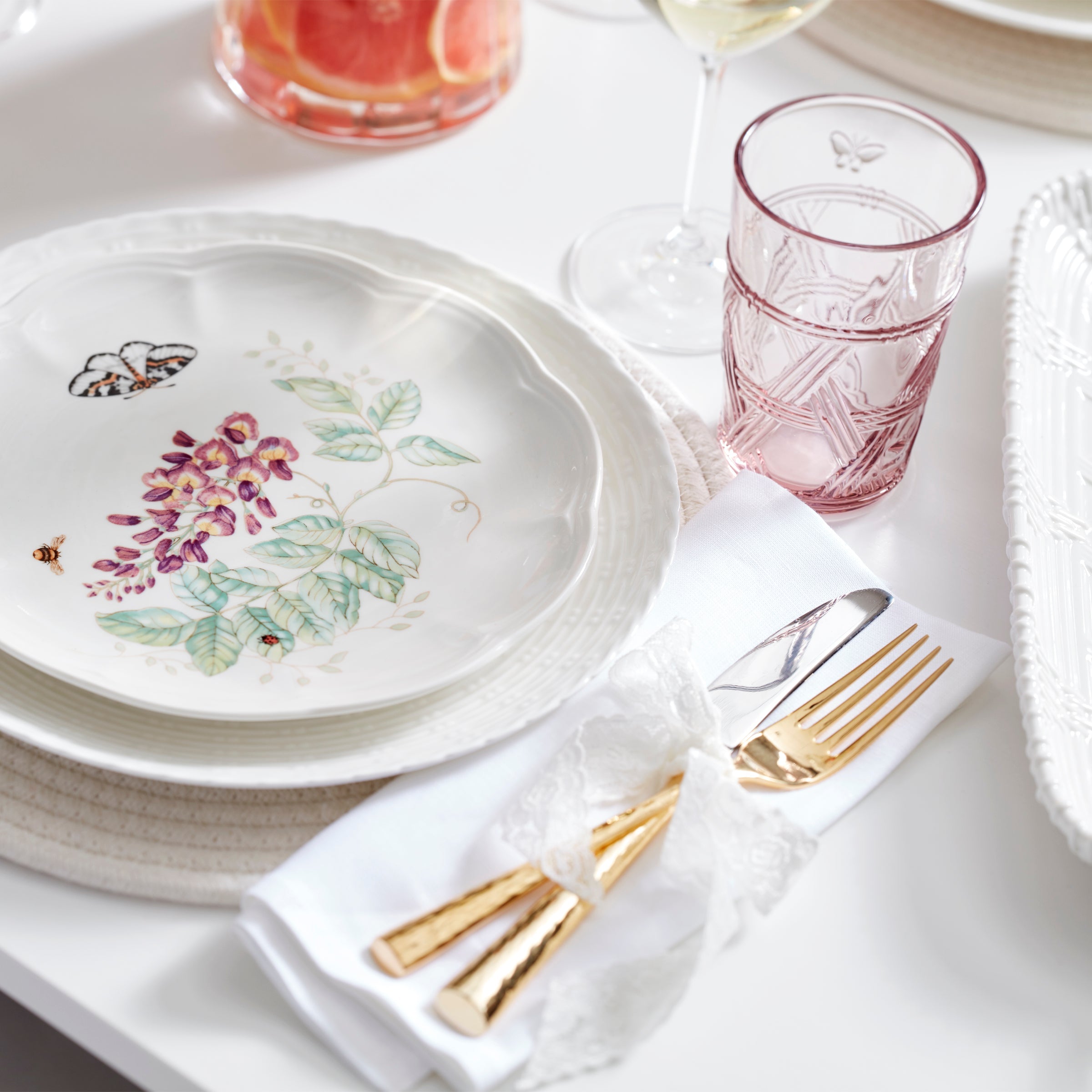 Butterfly Meadow Pink Tall Glasses - Set Of 4 - Image 5