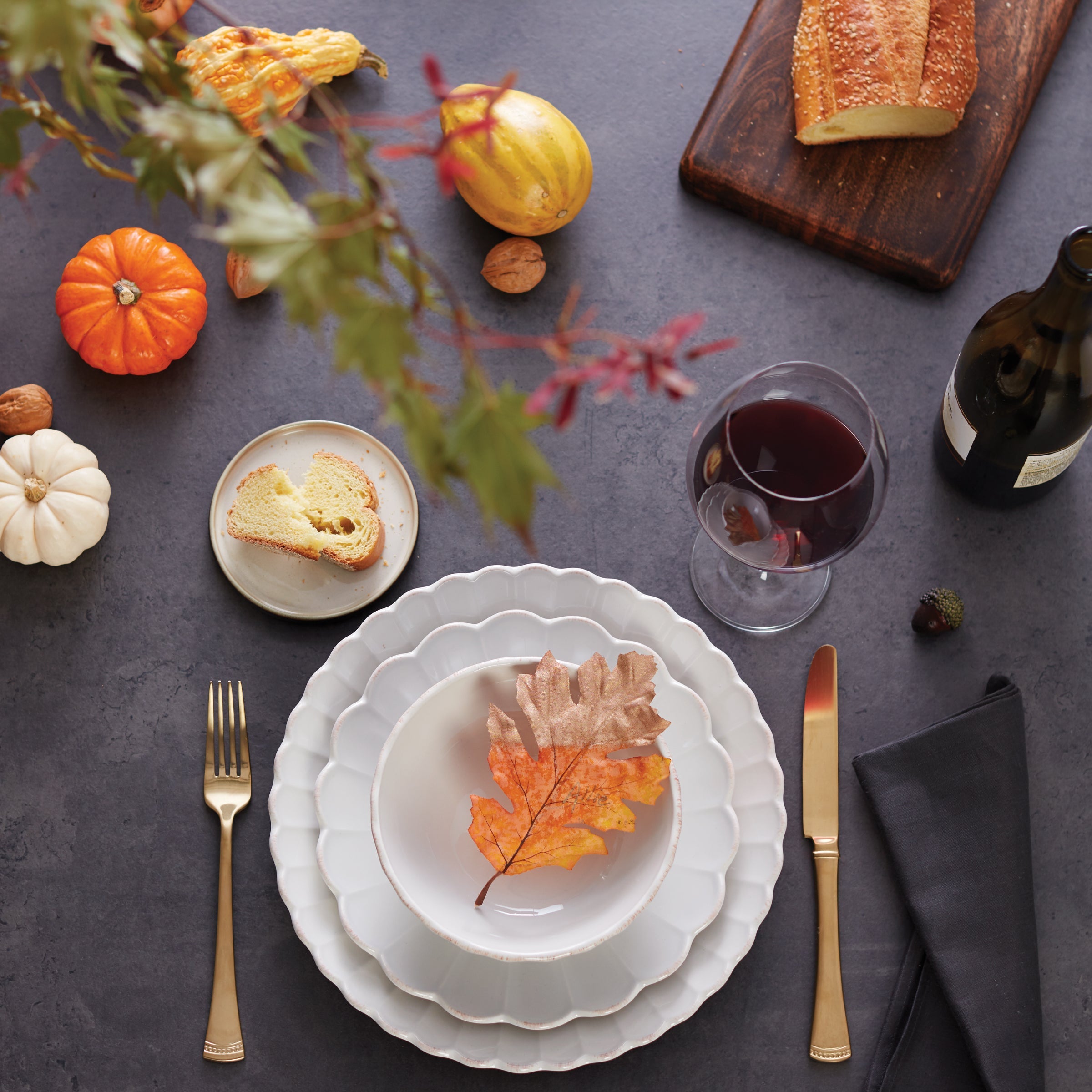 French Perle Scallop 12-Piece Dinnerware Set - Image 10