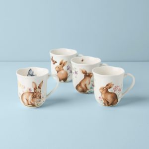 Butterfly Meadow Bunny Mugs - Set of 4