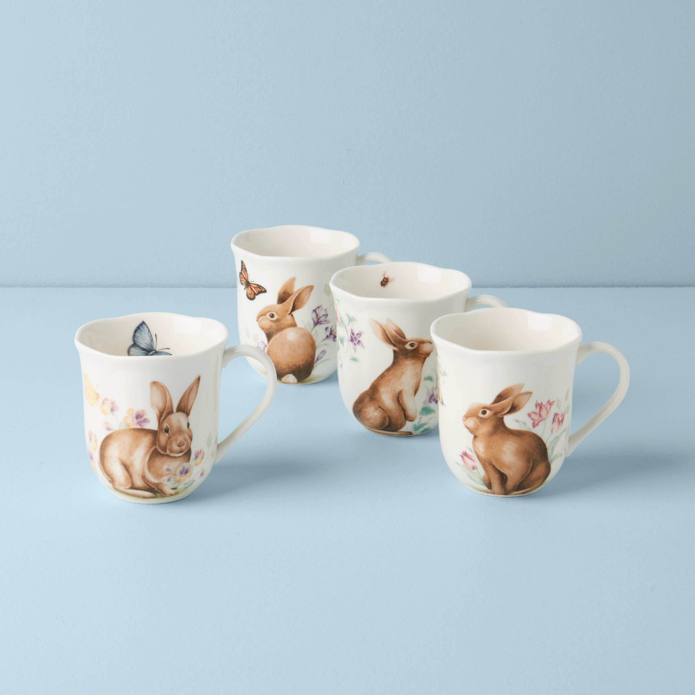 Butterfly Meadow Bunny Mugs - Set of 4