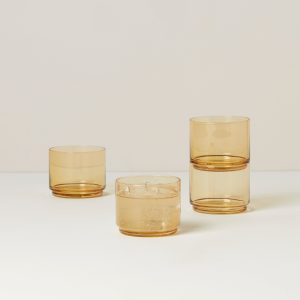 Tuscany Classics Stackable Amber Short Glasses - Set Of 4
