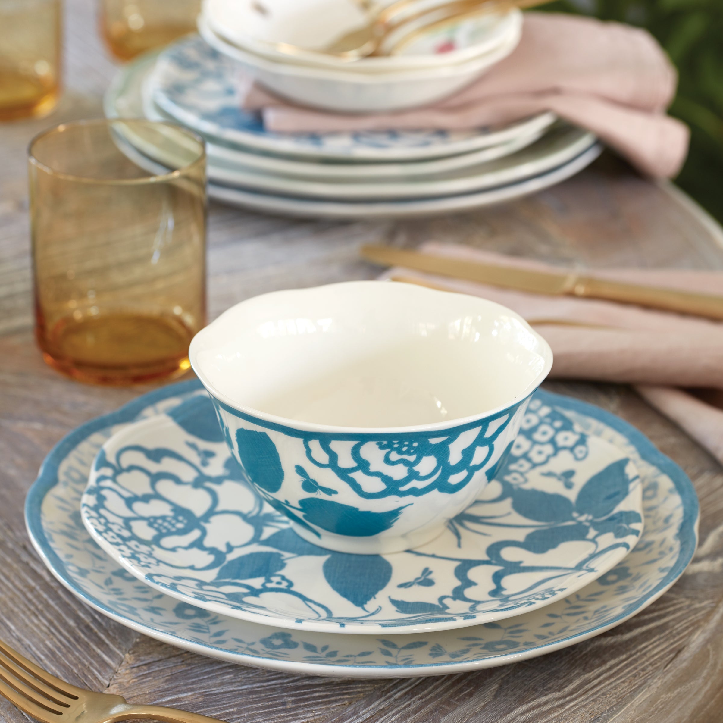 Butterfly Meadow Cottage Cornflower 12-Piece Dinnerware Set - Image 6