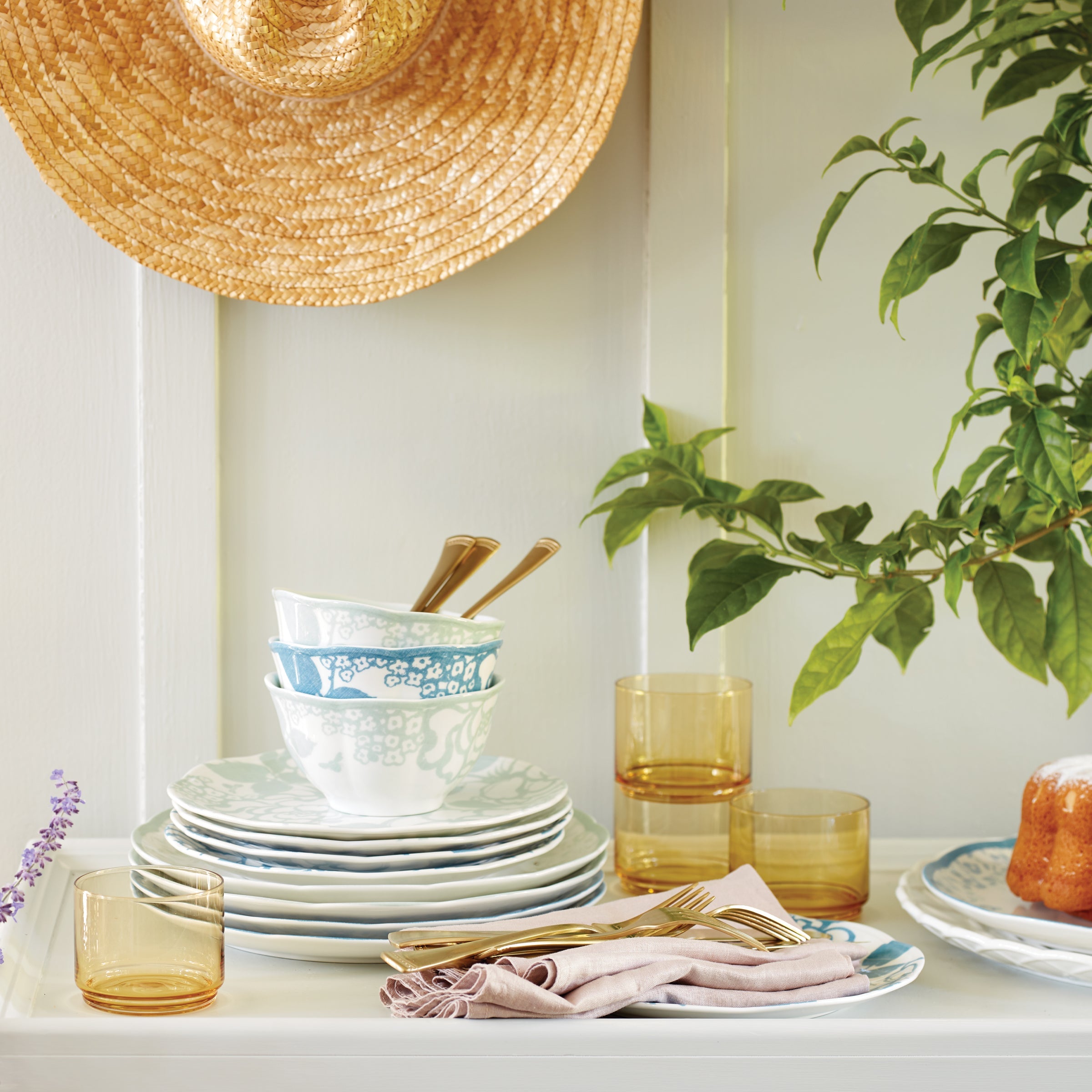 Butterfly Meadow Cottage Sage Rice Bowls - Set of 4 - Image 3